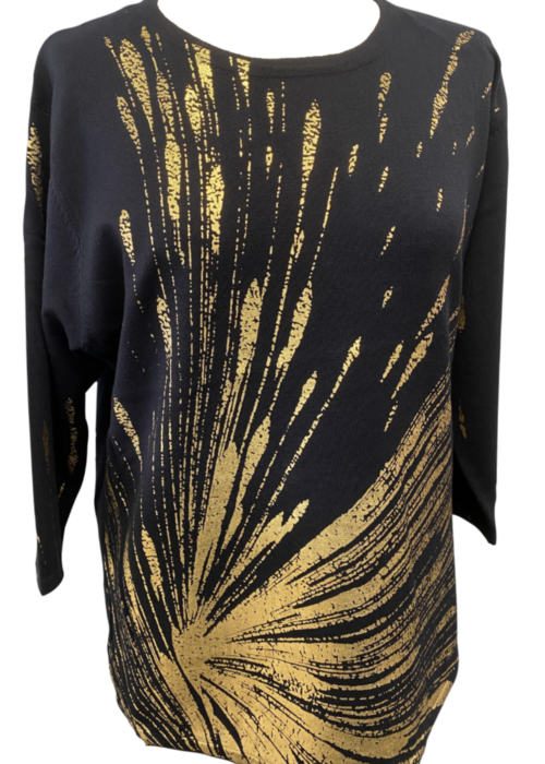 Casamia black and gold round neck jumper
