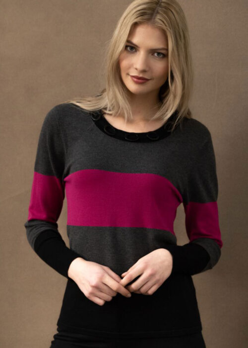 Marble round neck pink and grey tone jumper