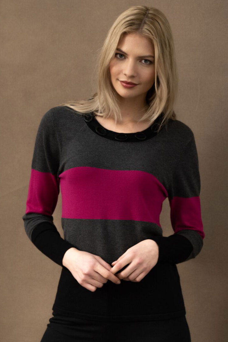 Marble round neck pink and grey tone jumper