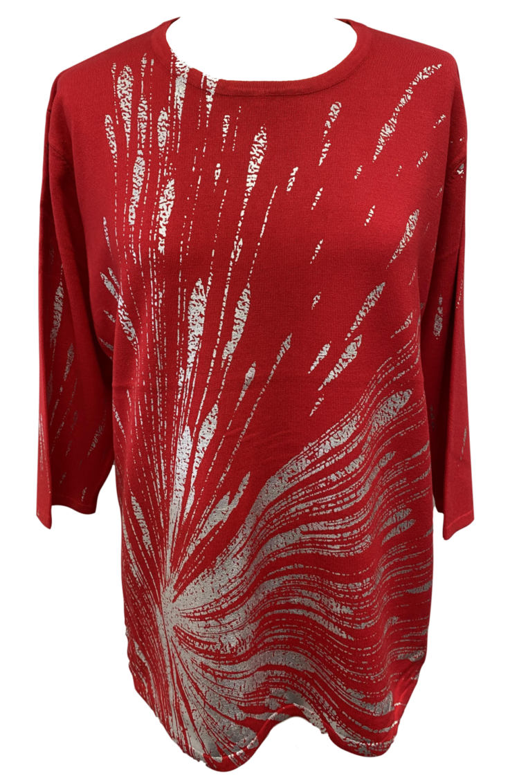 Casamia red and silver round neck jumper